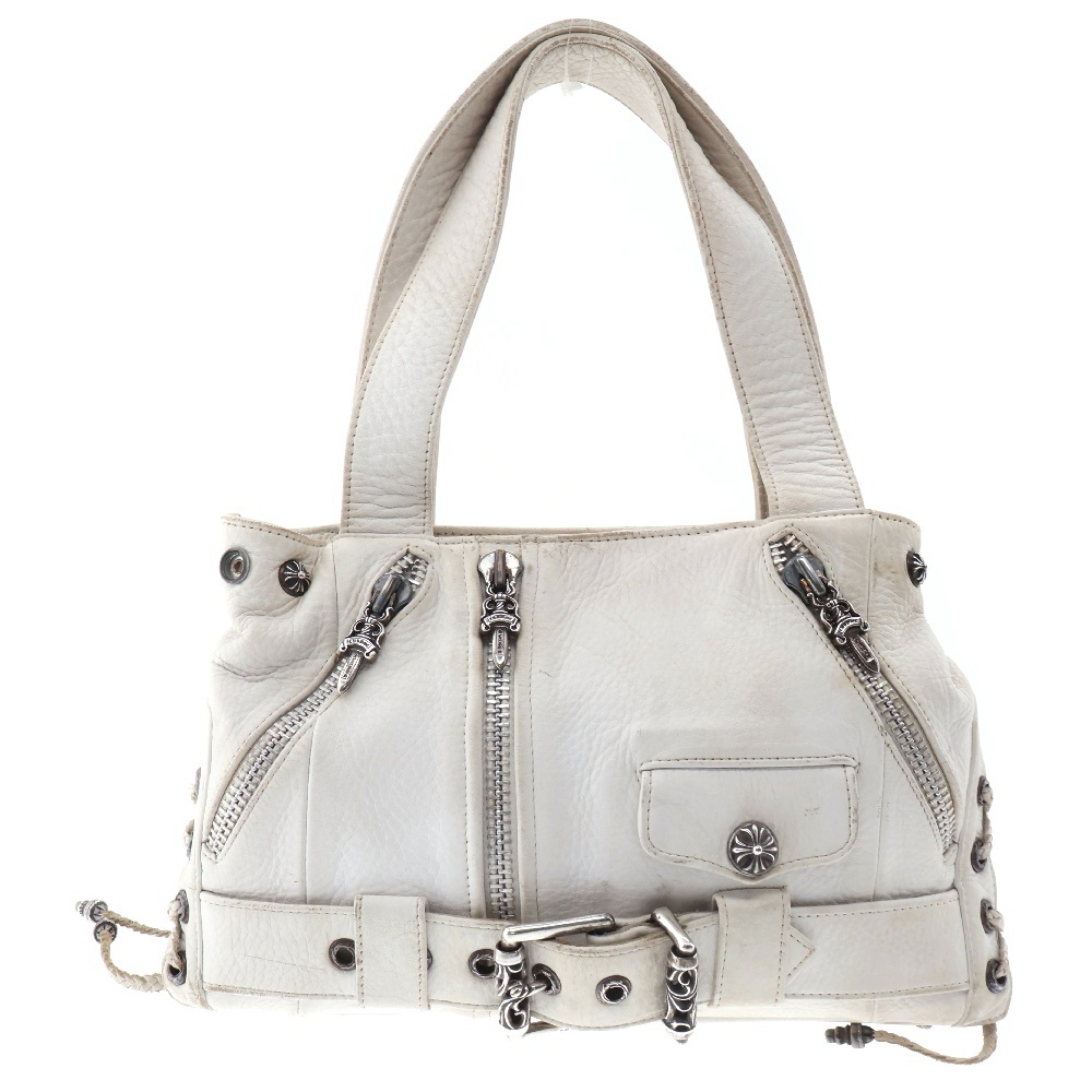 JJ DEAN SMALL JJディーン スモール レザーライダースハンドバッグ ホワイト Bランク