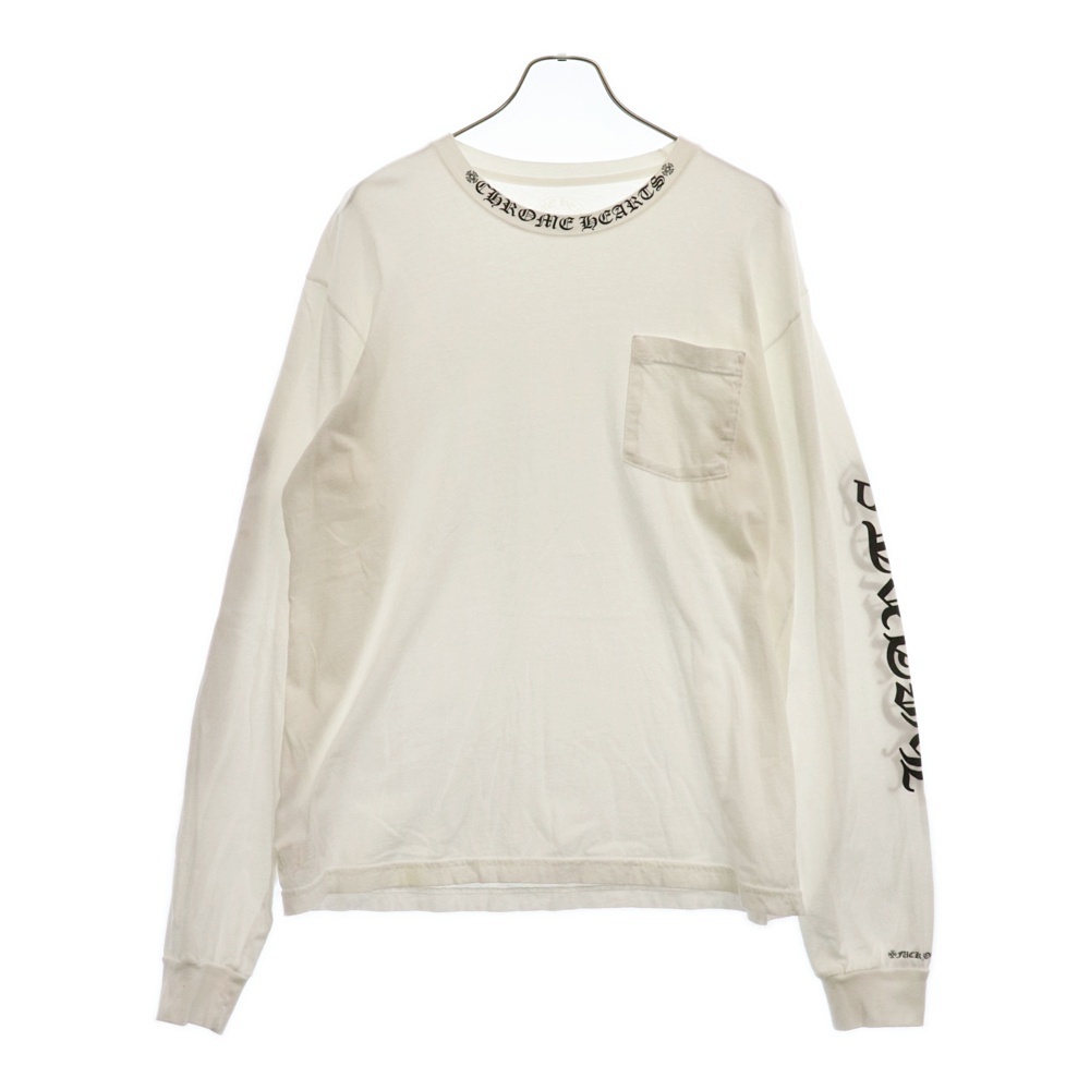 Neck Logo L/S Tee ネックロゴプリント長袖Tシャツ ロンT ホワイト Bランク