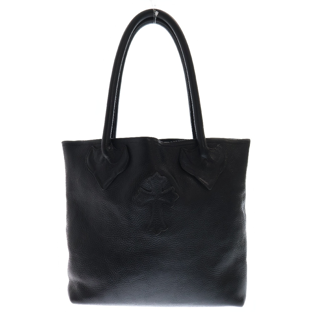 FS TOTE クロスパッチ付きレザートートバッグ ブラック Aランク