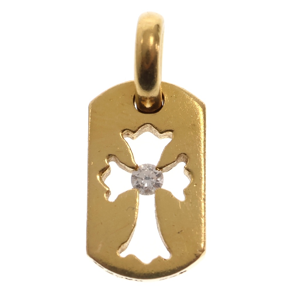 22K DT TNY CO CRS 1DIA タイニーカットアウトクロスドッグタグ 1ダイヤ ネックレストップ Bランク