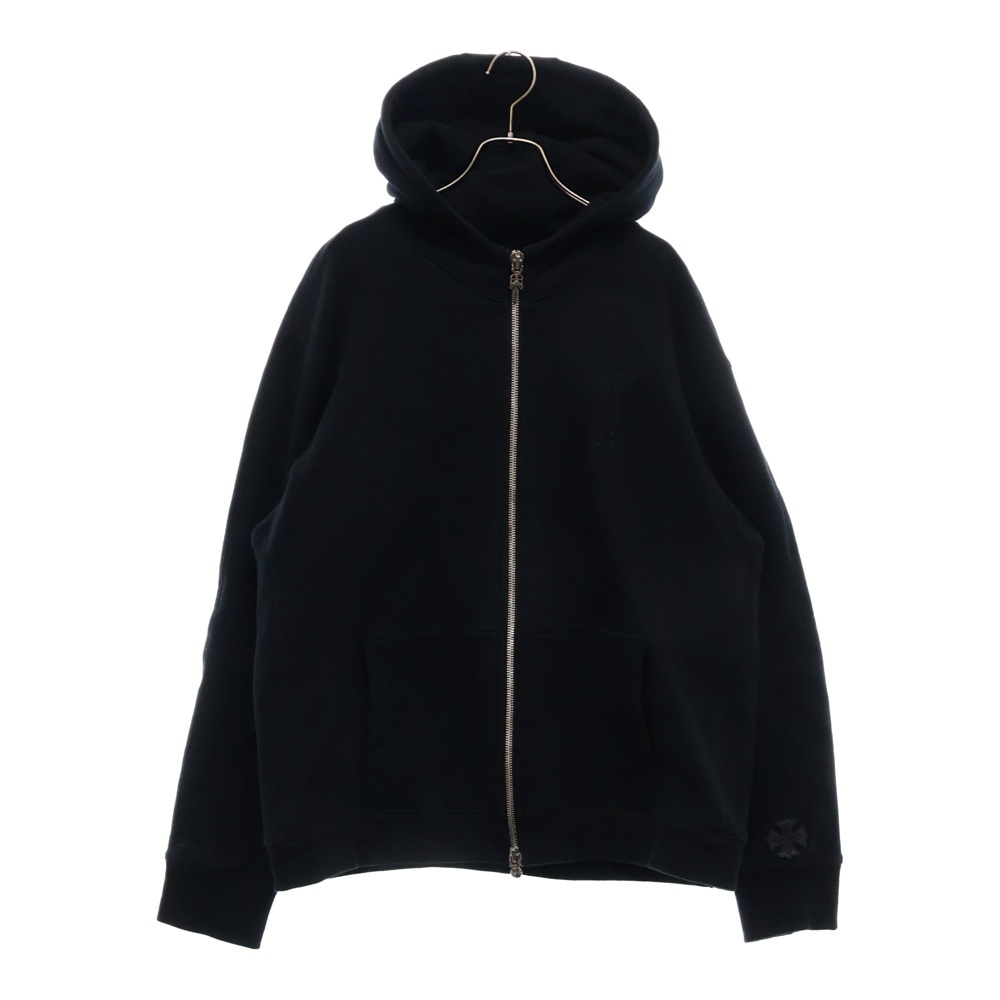 Y NOT CHプラス レザーパッチ ダガージップ スウェットパーカー ブラック Bランク