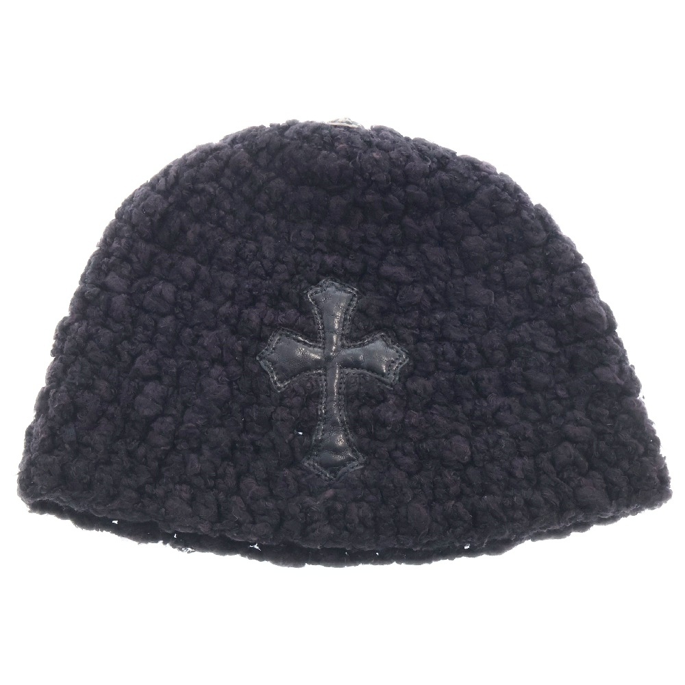 MOSS CABLES HAND/KNIT ケーブルモス クロスパッチ クロスボール カシミヤ ビーニー オールド ニット帽 ニットキャップ ブラック Bランク