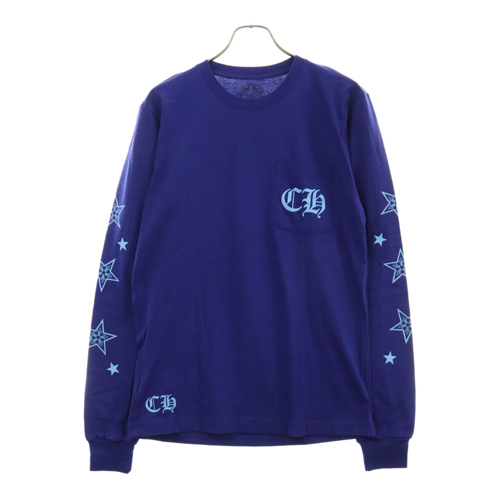 BLUE STAR LONG SLEEVE TEE バックスタープリントクルーネック長袖Tシャツ ブルー Sランク