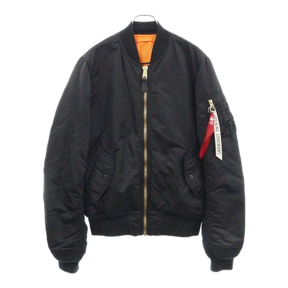 ×OPENING CEREMONY MA-1 オープニングセレモニー ロゴプリント ナイロン リバーシブル フライトジャケット ブルゾン ブラック/オレンジ Aランク