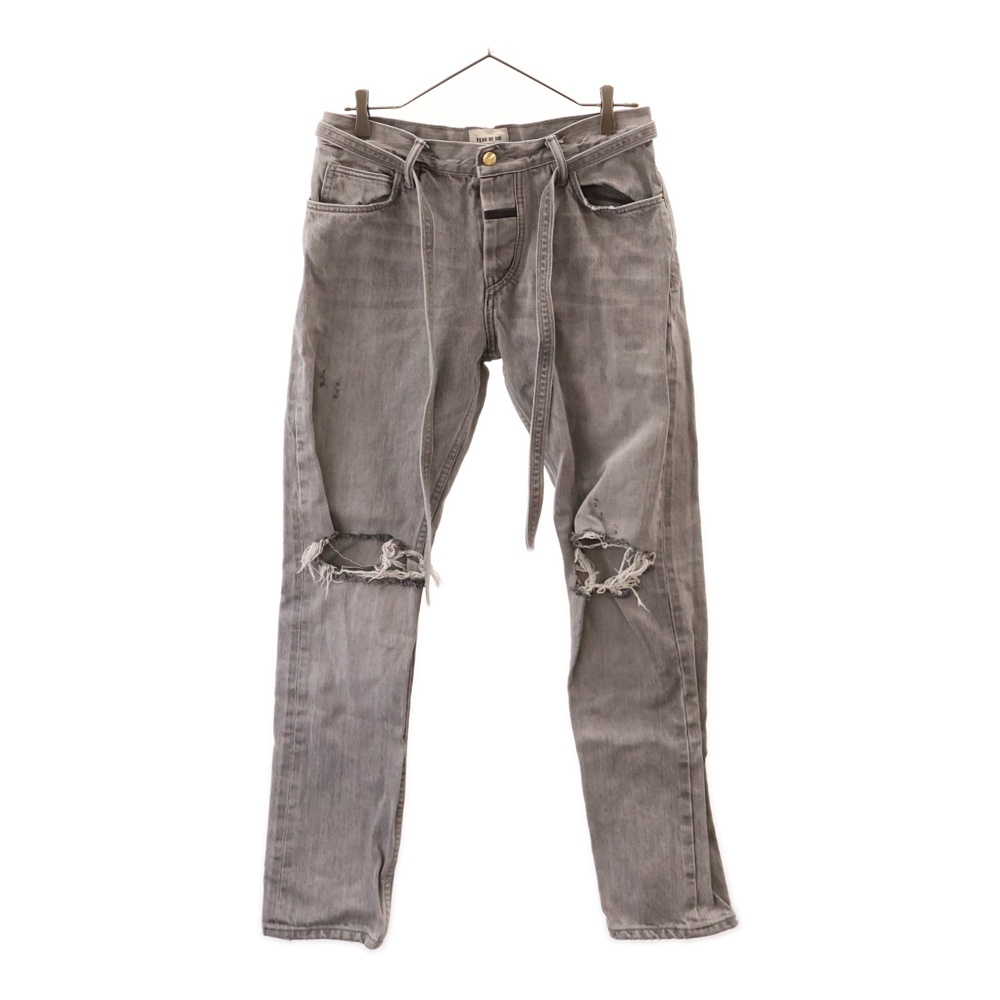18AW SIXTH RELAXED DENIM JEAN ダメージ加工 スキニー デニムパンツ グレー 6S19-6017-4003 Bランク