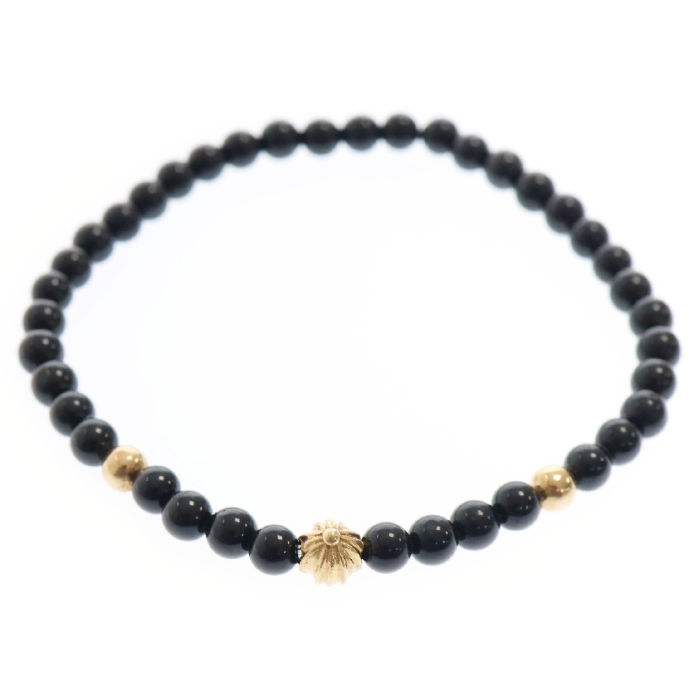 22K 4mm BEAD 4mmビーズブレス BEAD4mm 22Kビーズブレスレット ブラック/ゴールド Aランク
