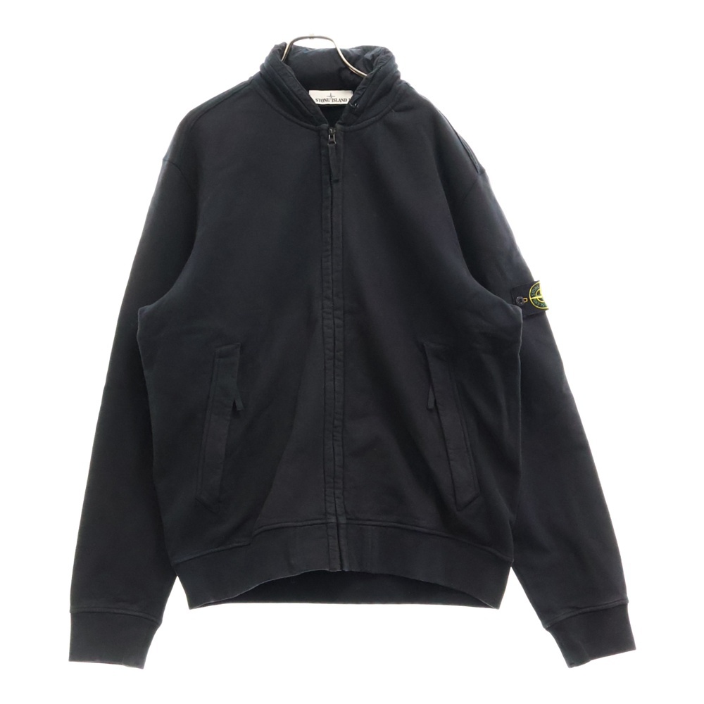 STONE  17aw ジップパーカー ブラック S ストーンアイランド 17AW Hooded Sweat Shirt ロゴワッペン ジップ