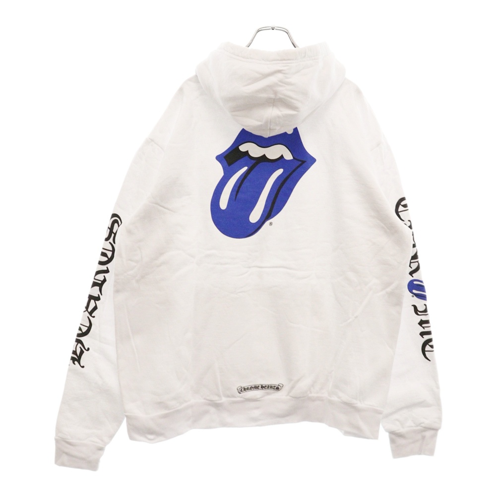 SWTSHRT PLVR プルオーバースウェットパーカー ローリングストーンズ プリントフーディ ホワイト/ブルー Bランク