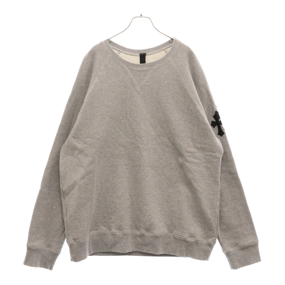 Y NOT Cemetery Cross Patch Crewneck Sweatshirt ワイノット レザー セメタリークロスパッチ プルオーバースウェット トレーナー グレー Aランク