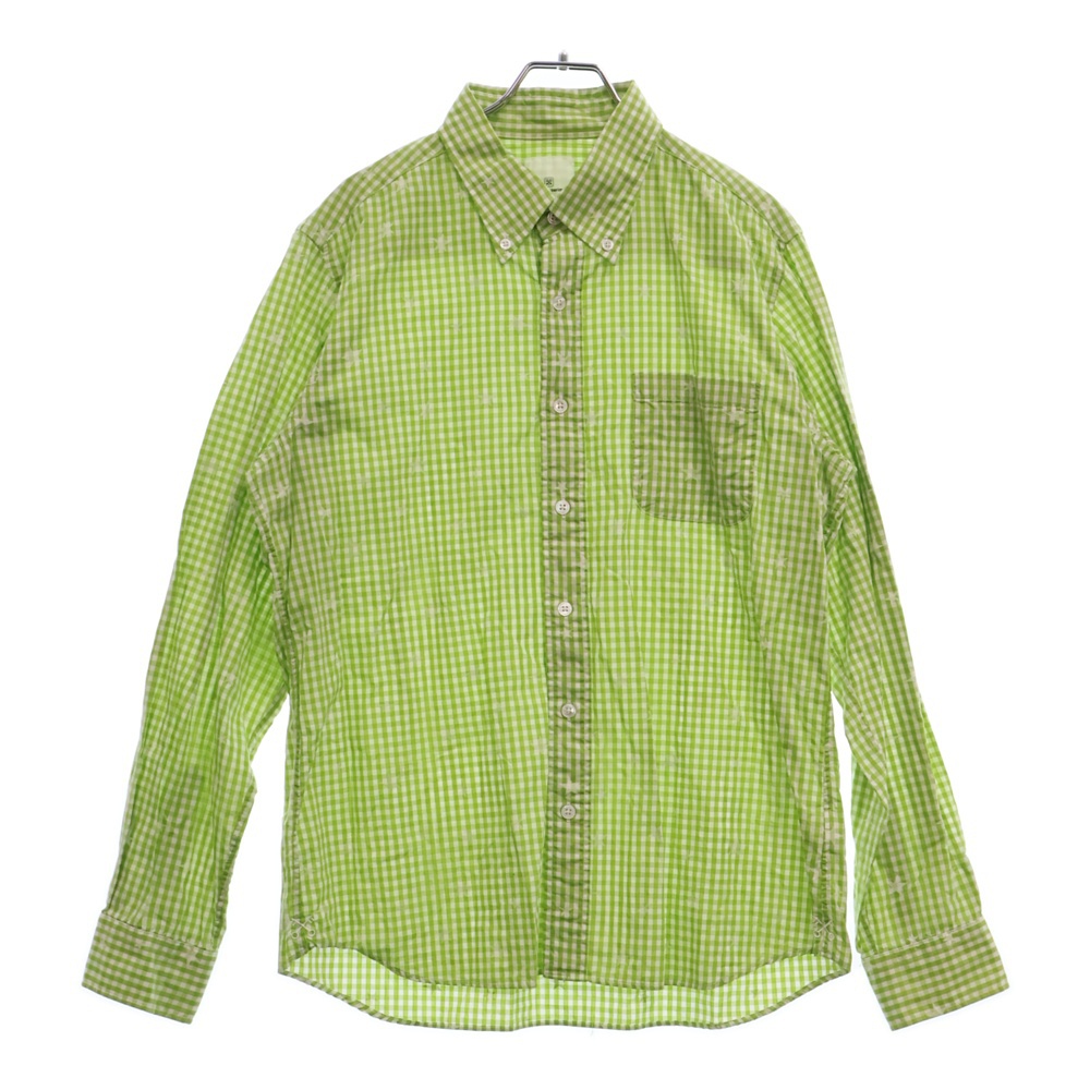 11AW STAR PRINT GINGHAM B.D SHIRT スター ギンガムチェック ボタンダウン 長袖シャツ グリーン/ホワイト UE-112059 Bランク
