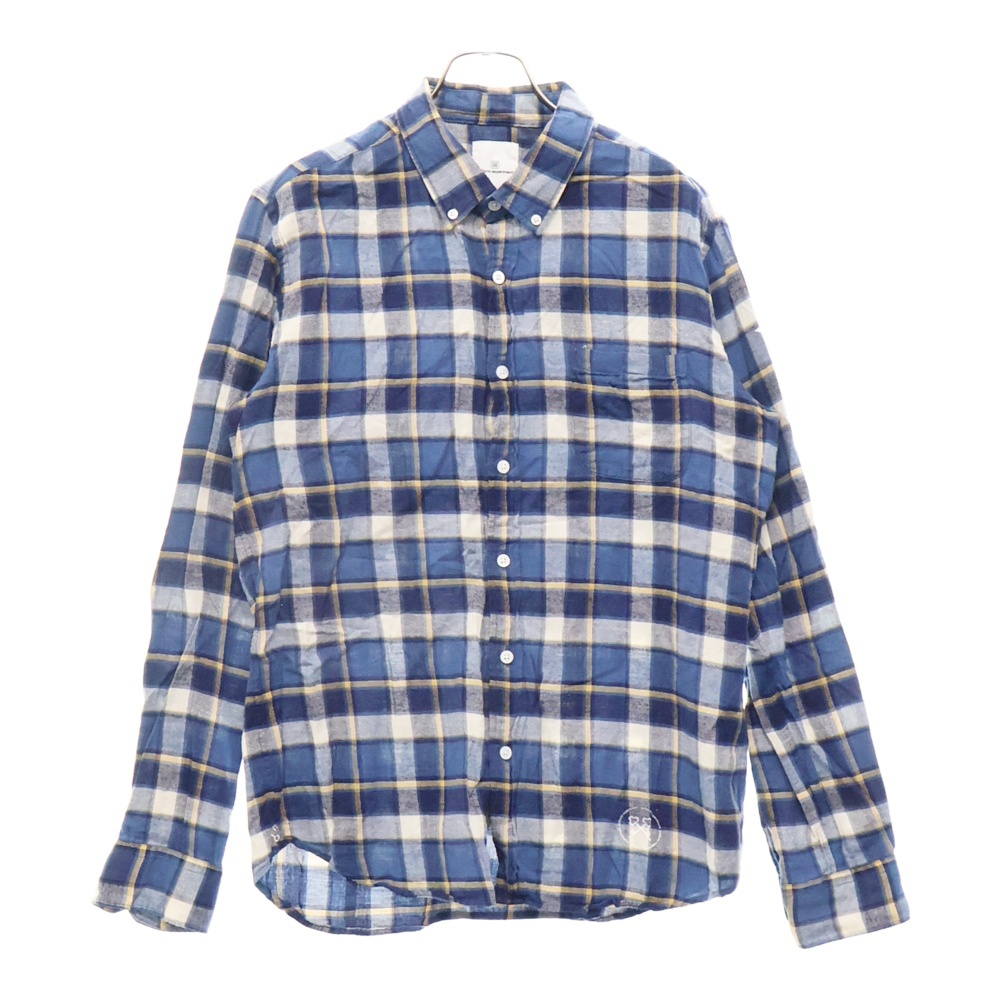 13AW FIVE STAR FLANNEL CHECK B.D SHIRT プリントスター フランネルチェック ボタンダウン 長袖シャツ ブルー UE-134075 Bランク