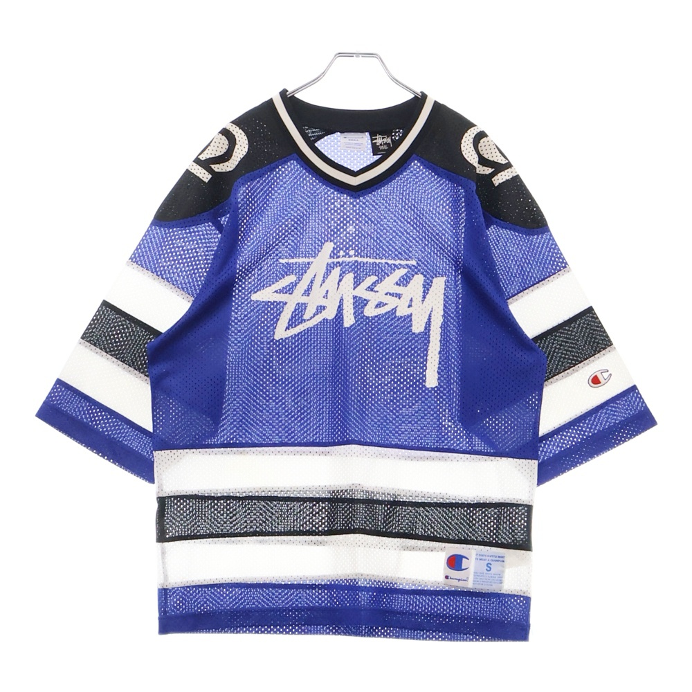 ステューシー ×Champion チャンピオン 半袖 メッシュ ホッケーシャツ