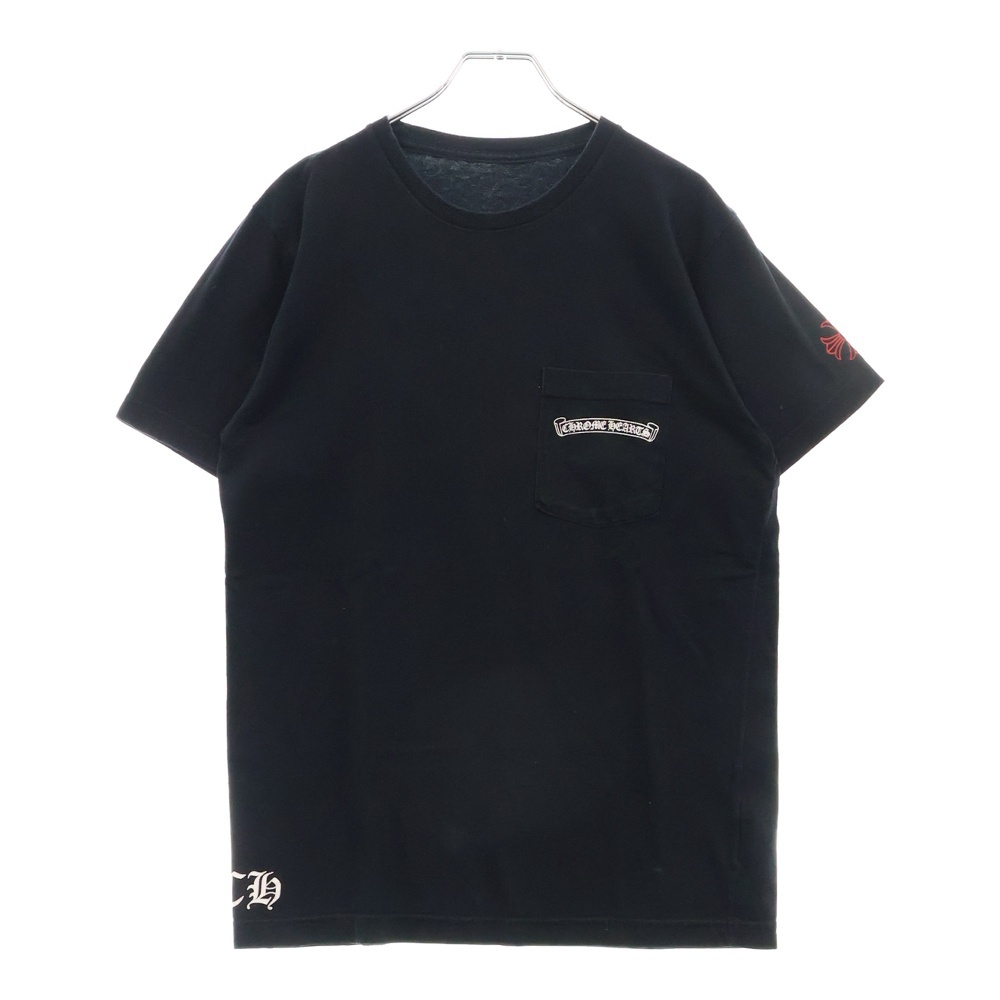 CH T-SHRT 1 バックスクロールラベルUSAプリント 半袖Tシャツ カットソー ブラック Bランク