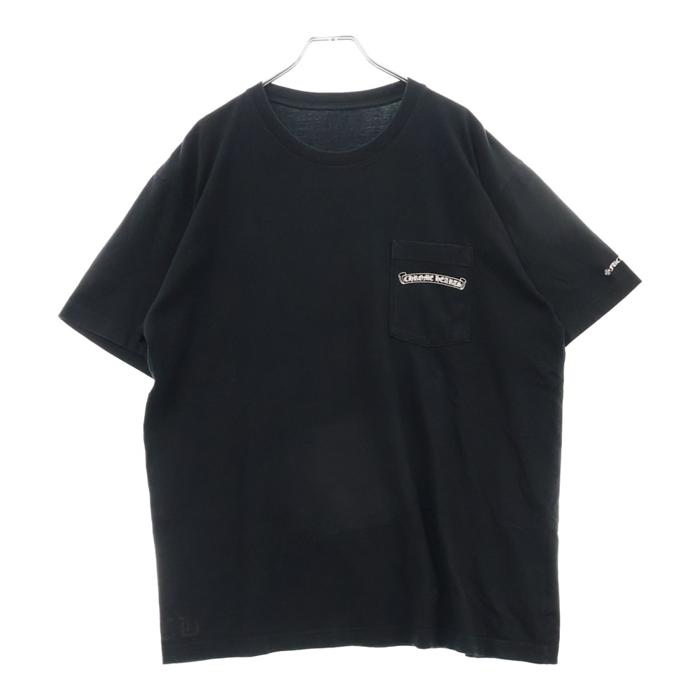CH T-SHRT 1 バックスクロールラベルプリント 半袖Tシャツ カットソー ブラック Bランク