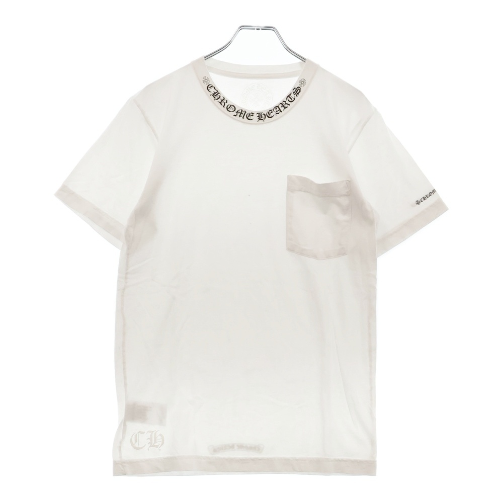 CH T-SHRT 1 ネックロゴプリント半袖Tシャツ カットソー ホワイト Bランク
