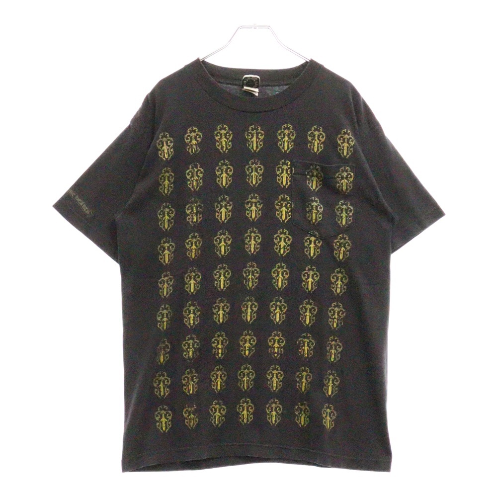 OLD ダガー総柄 半袖Tシャツ カットソー ブラック/イエロー Cランク