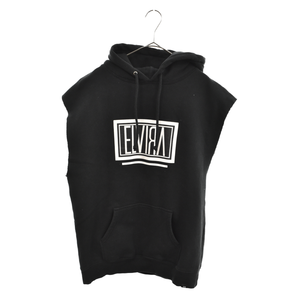 切りっぱなしノースリーブパーカー ブラック ABランク