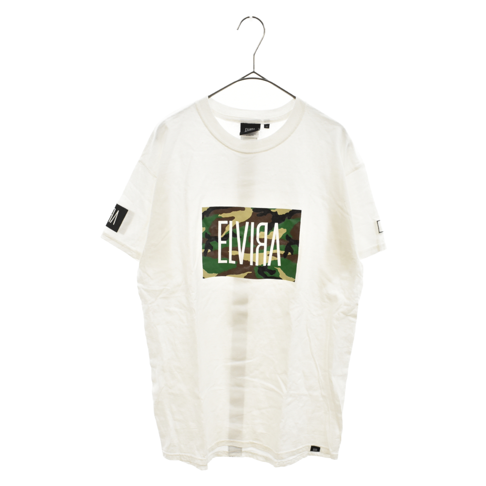 フロントロゴプリントクルーネック半袖Tシャツ ホワイト ABランク