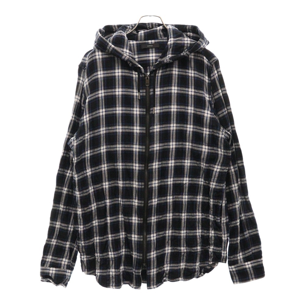 Zip Check Jacket ジップアップ チェックジャケット フーディ ブルー/ブラック/ホワイト Bランク
