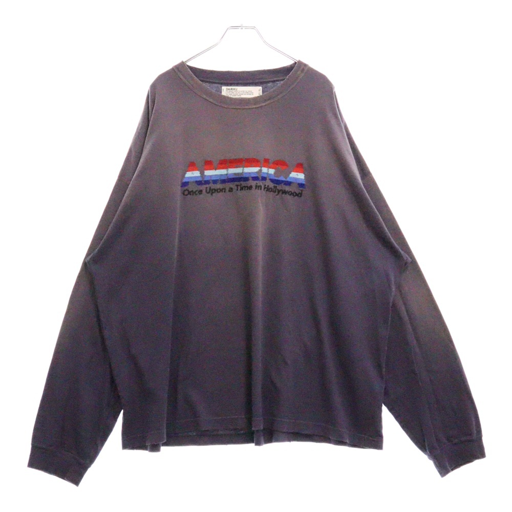 24SS AMERIC Vintage Sunburn Tee 24SS C-4 ロゴ クルーネック長袖Tシャツカットソー ロングスリーブ ロンT パープル Bランク