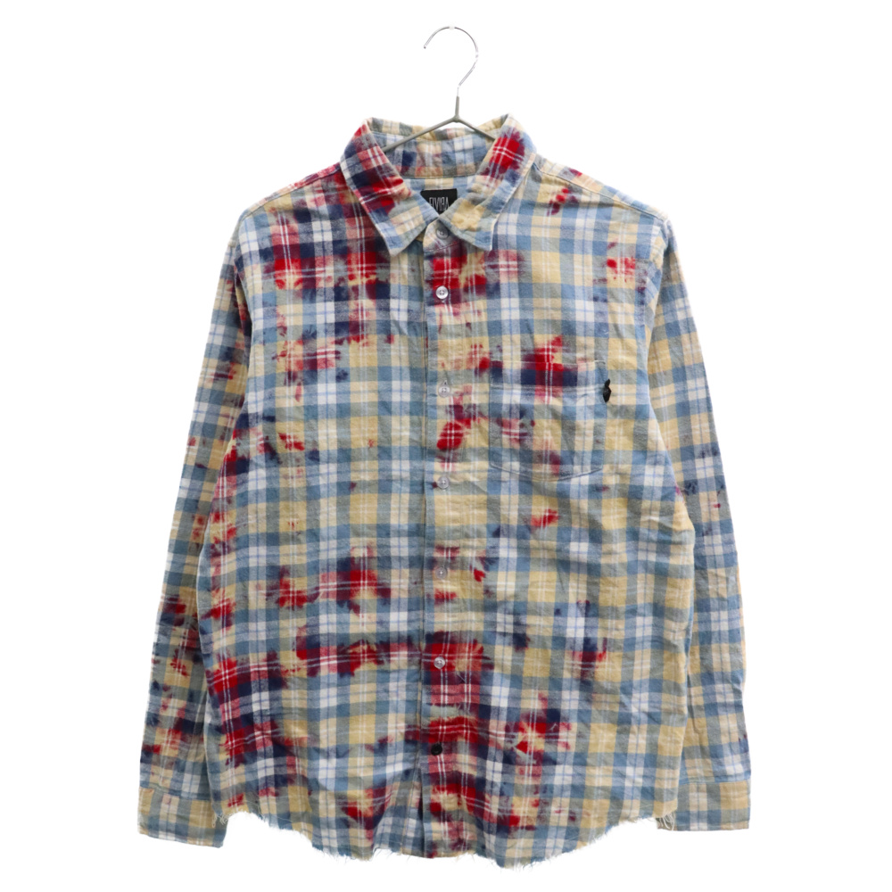 ダメージ加工ペイントシャツ 長袖シャツ マルチカラー Bランク