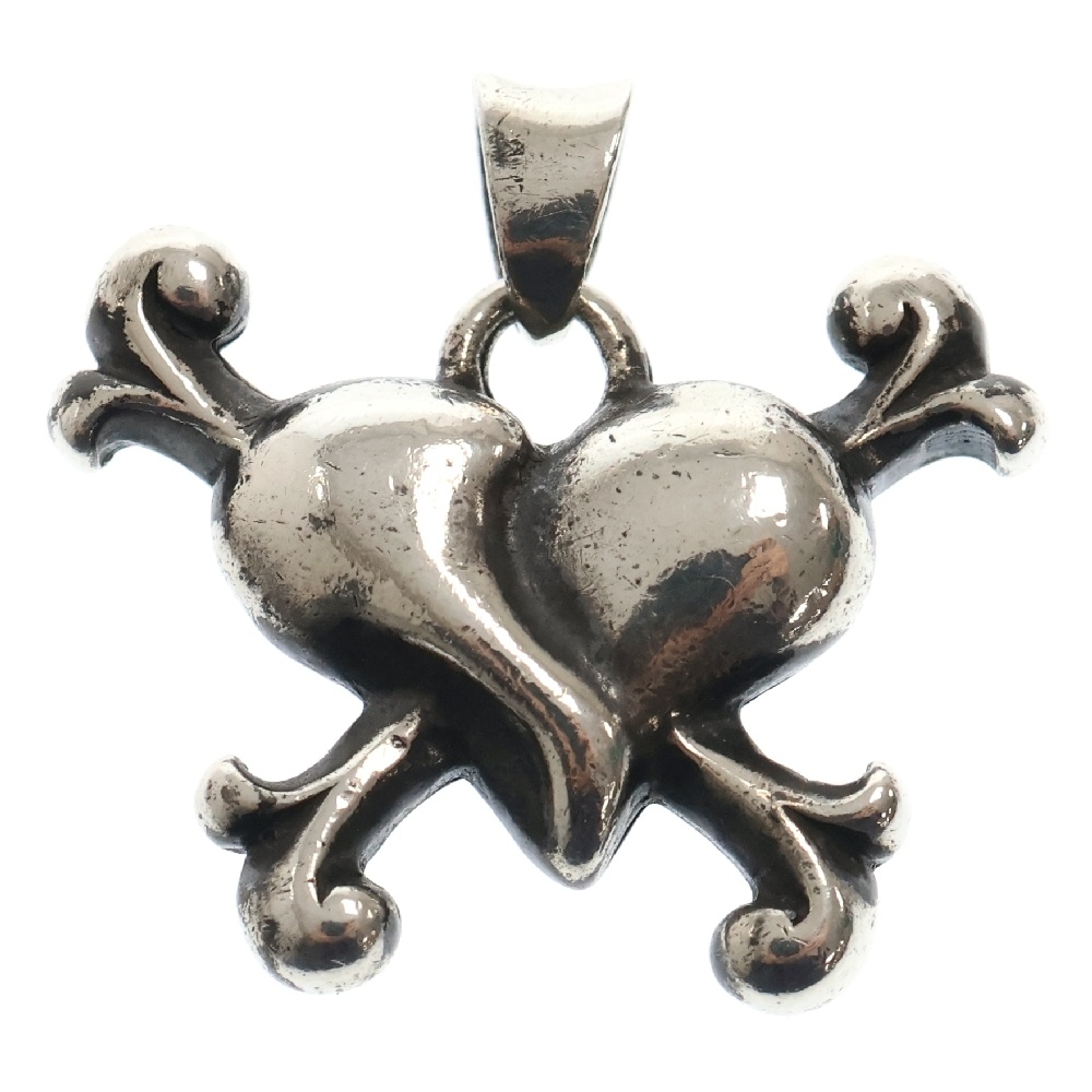 HEART AND CROSS BONES PENDANT ハートアンド クロスボーン チャーム ペンダント ネックレストップ シルバー Bランク