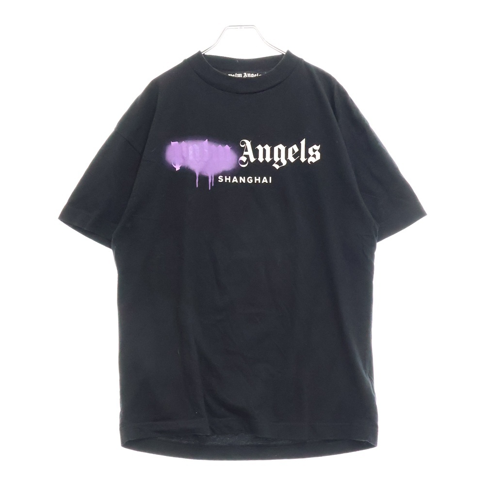 SHANGHAI SPRAYED LOGO TEE ロゴプリント 半袖Tシャツ カットソー ブラック PMAA001S20413053 Bランク