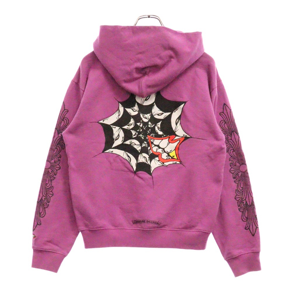 21AW ×MATTYBOY SPIDER WEB HOODIE ×マッティボーイ スパーダーウェブ フーディー プルオーバーパーカー パープル Bランク