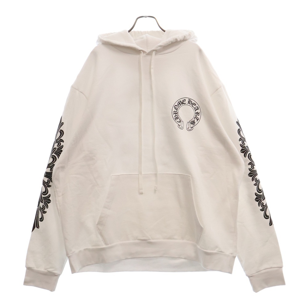 SWTSHRT PLVR バックホースシュープリント プルオーバースウェットパーカー フーディー ホワイト Sランク