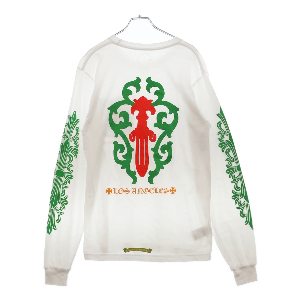 ×CH L S LTD ロサンゼルス限定 ヴァインダガープリント 袖フローラルプリント 長袖Tシャツ カットソー ホワイト Aランク