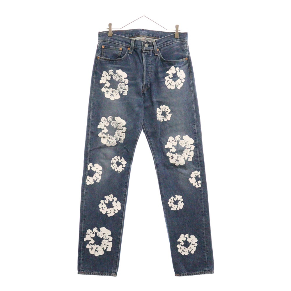 ×LEVI'S 501 COTTON WREATH CHAIN STITCH リーバイス フラワー刺繍デニムパンツ インディゴ PC9-A1592-0001 Aランク