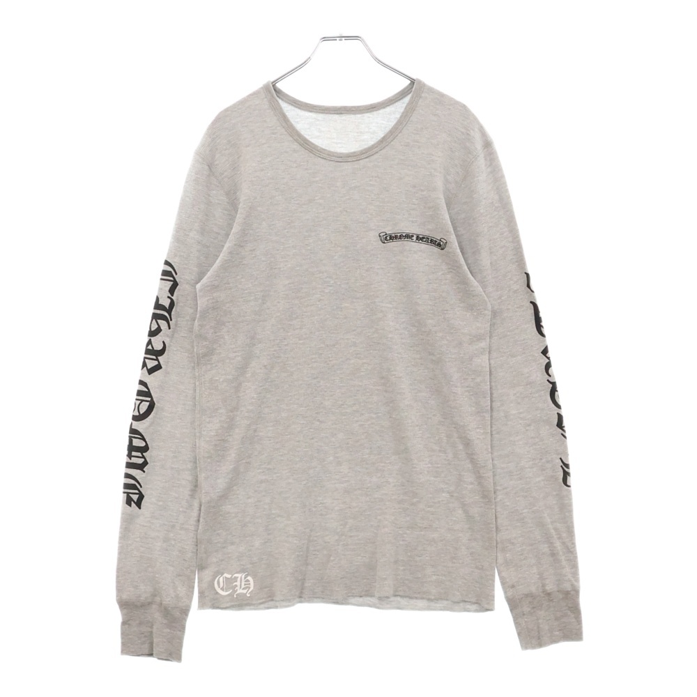 SCROLL THERMAL L/S TEE アームロゴプリント 長袖Tシャツ カットソー グレー Bランク