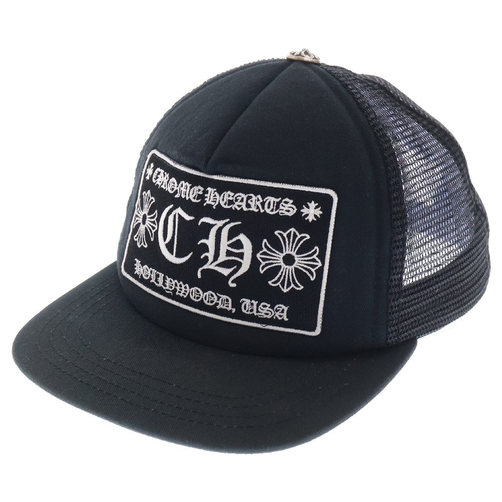 TRUCKER CAP トラッカーキャップ CHパッチクロスボール付メッシュ帽子 ブラック Bランク