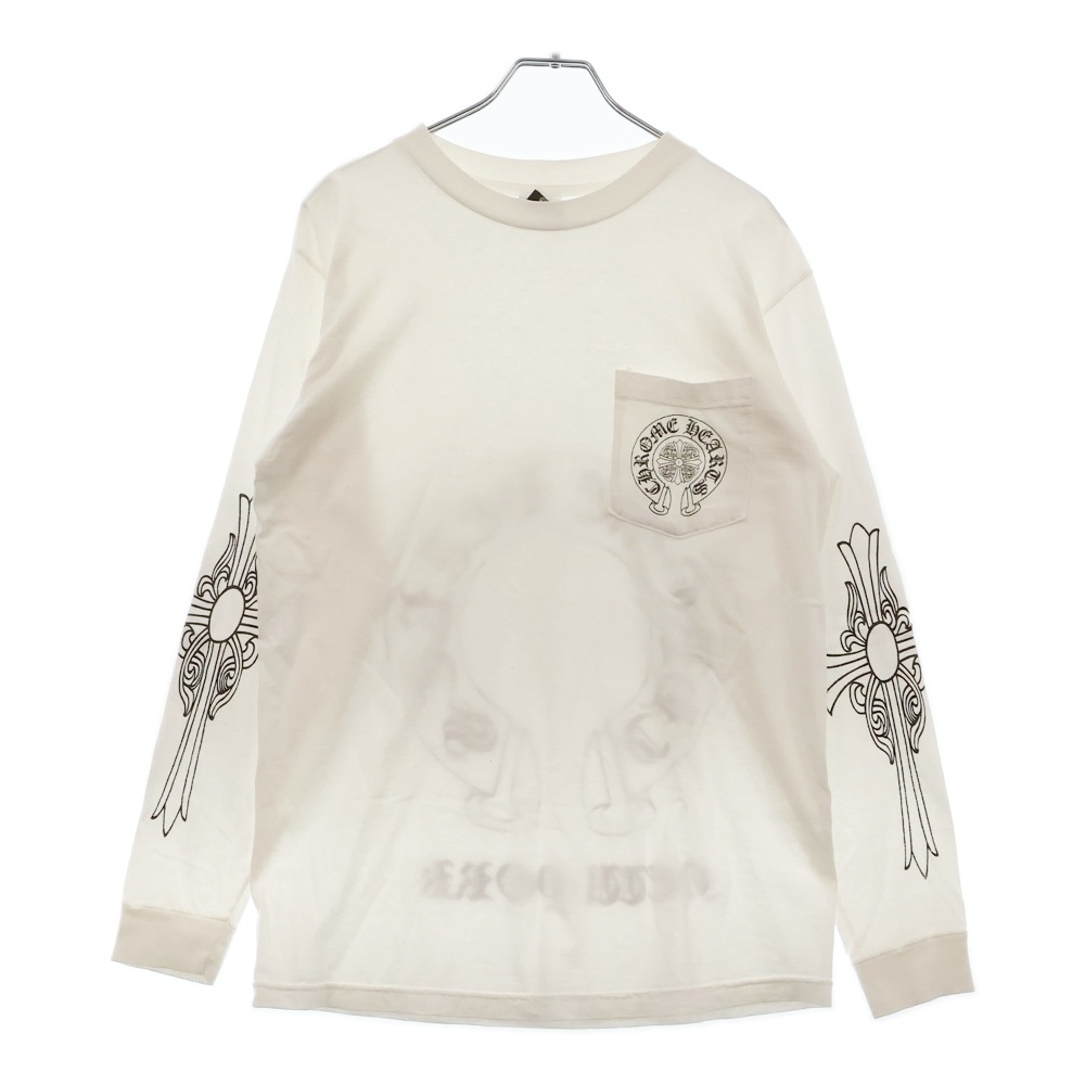 OLD NEW YORK Horseshoe L/S Tee クロムハーツ オールドモデル ニューヨーク限定ロングスリーブホースシューTシャツ 長袖カットソー ロンT ホワイト Aランク