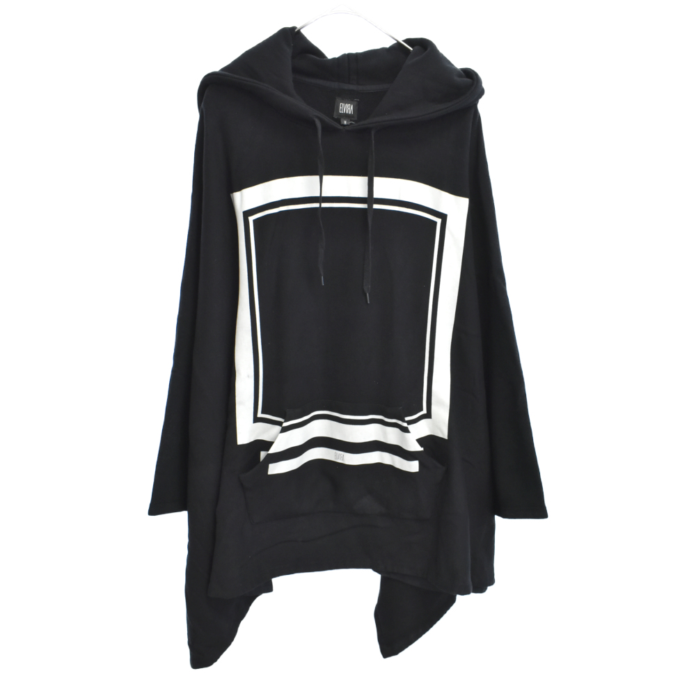 サイドスナップボタンスウェットパーカーポンチョ ブラック Bランク