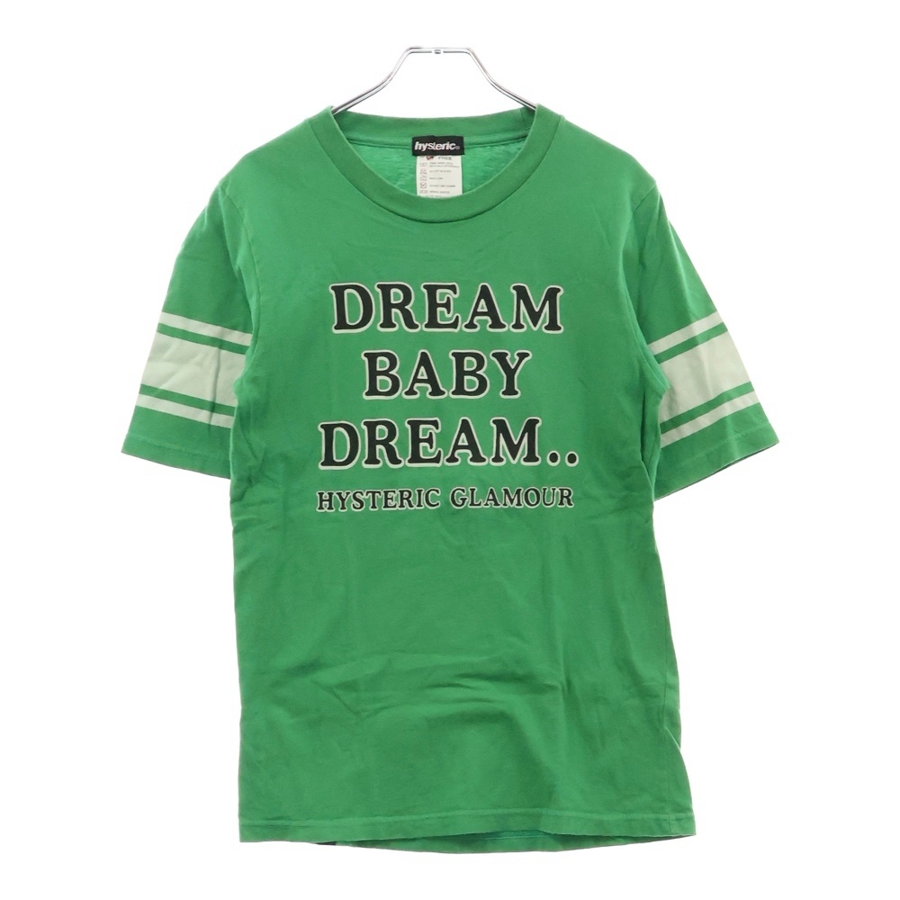 DREAM BABY DREAM プリント 半袖クルーネックTシャツカットソー グリーン Bランク