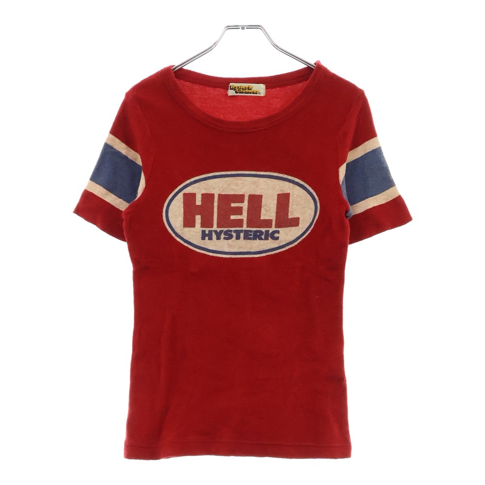 HELL パイル生地 半袖クルーネックTシャツカットソー レッド 2CT-0540 Bランク