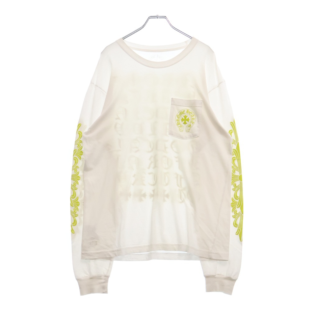 ハリウッド限定 ネオン英字 バックプリント 長袖Tシャツ ホワイト Bランク