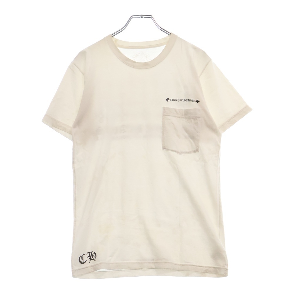 CHプラス バッグプリント クルーネック半袖Tシャツカットソー ホワイト Cランク