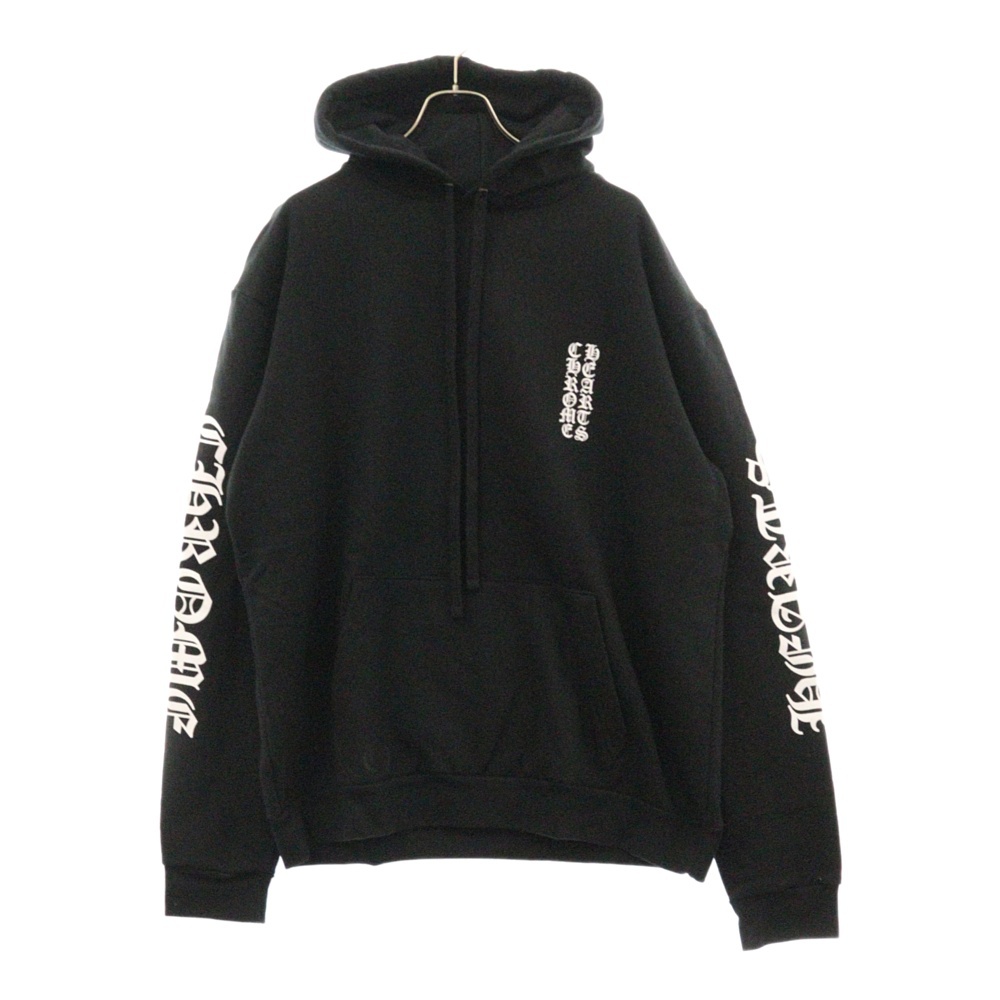 SWTSHRT PLVR 袖ロゴプリントプルオーバーフーディ パーカー ブラック Sランク