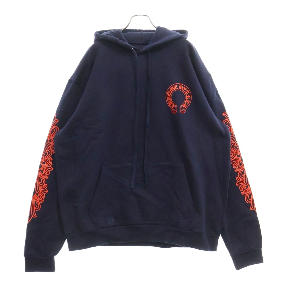 SWTSHRT PLVR 袖フローラルバックホースシュープリントプルオーバーパーカー Sランク