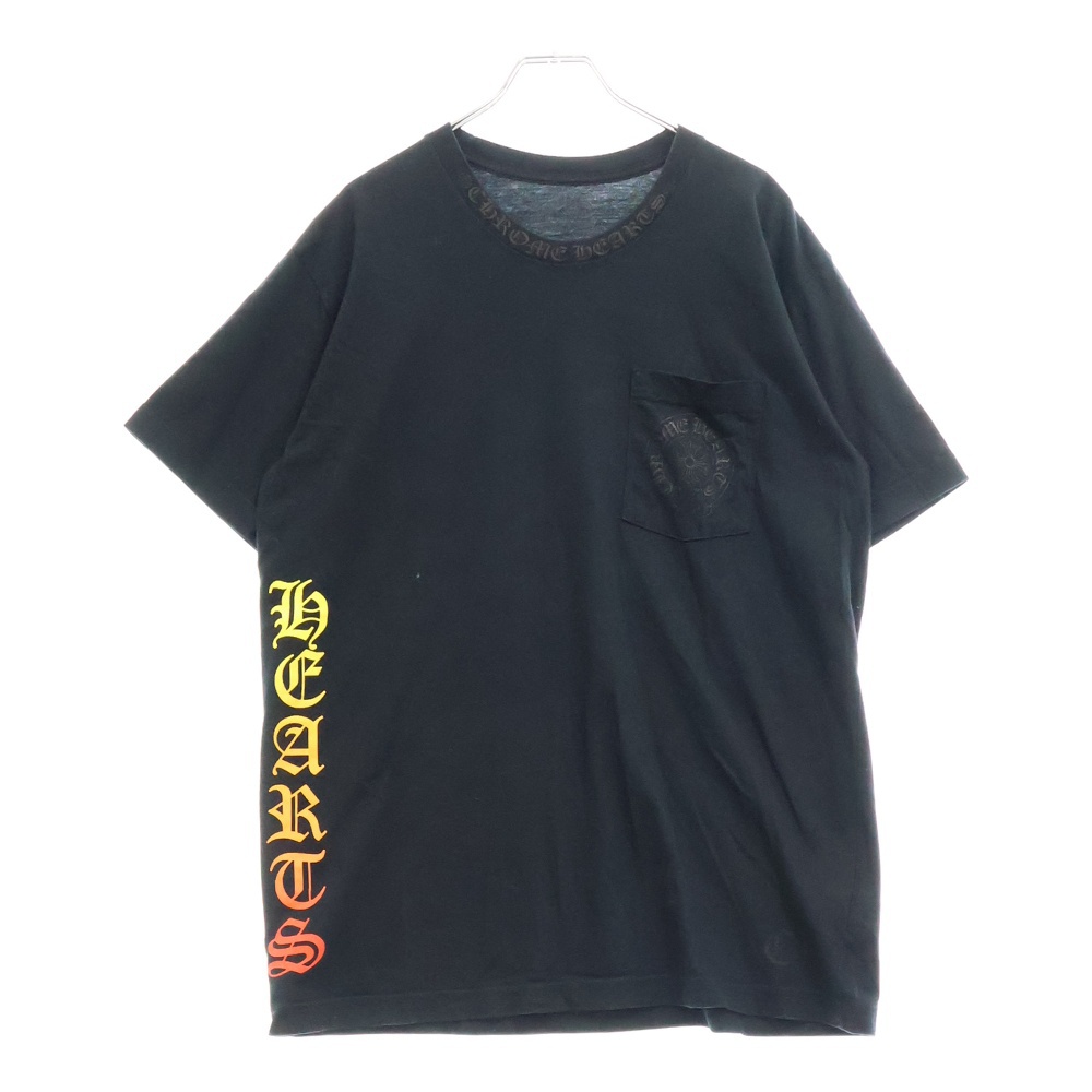 CH T-SHRT サイド グラデーション ネックロゴ半袖Tシャツ カットソー ブラック Bランク