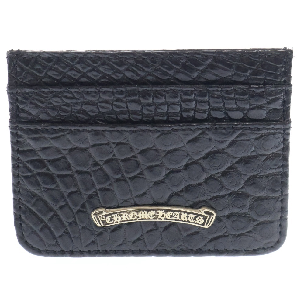 DOUBLE SIDE SCROLL LOGO CARD CASE ALGTR ダブルサイドレザーカードケース アリゲーター ブラック Bランク