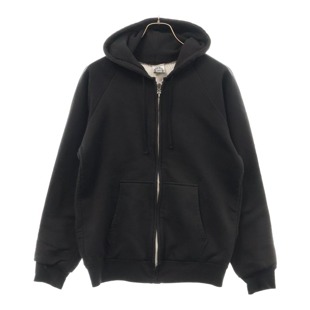 SCRL ZIP UP HOODIE スクロールラベルロゴ ジップアップスウェットパーカー インナーサーマル フーディー ブラック Cランク
