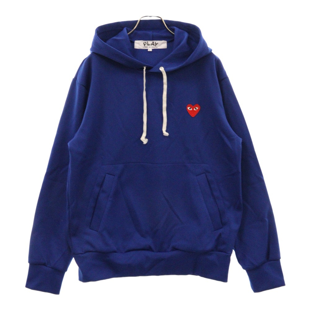 PLAY HOODED SWEATSHIRT RED HEART プレイ ハートパッチ スウェット プルオーバーパーカー ブルー AZ-T174 Bランク