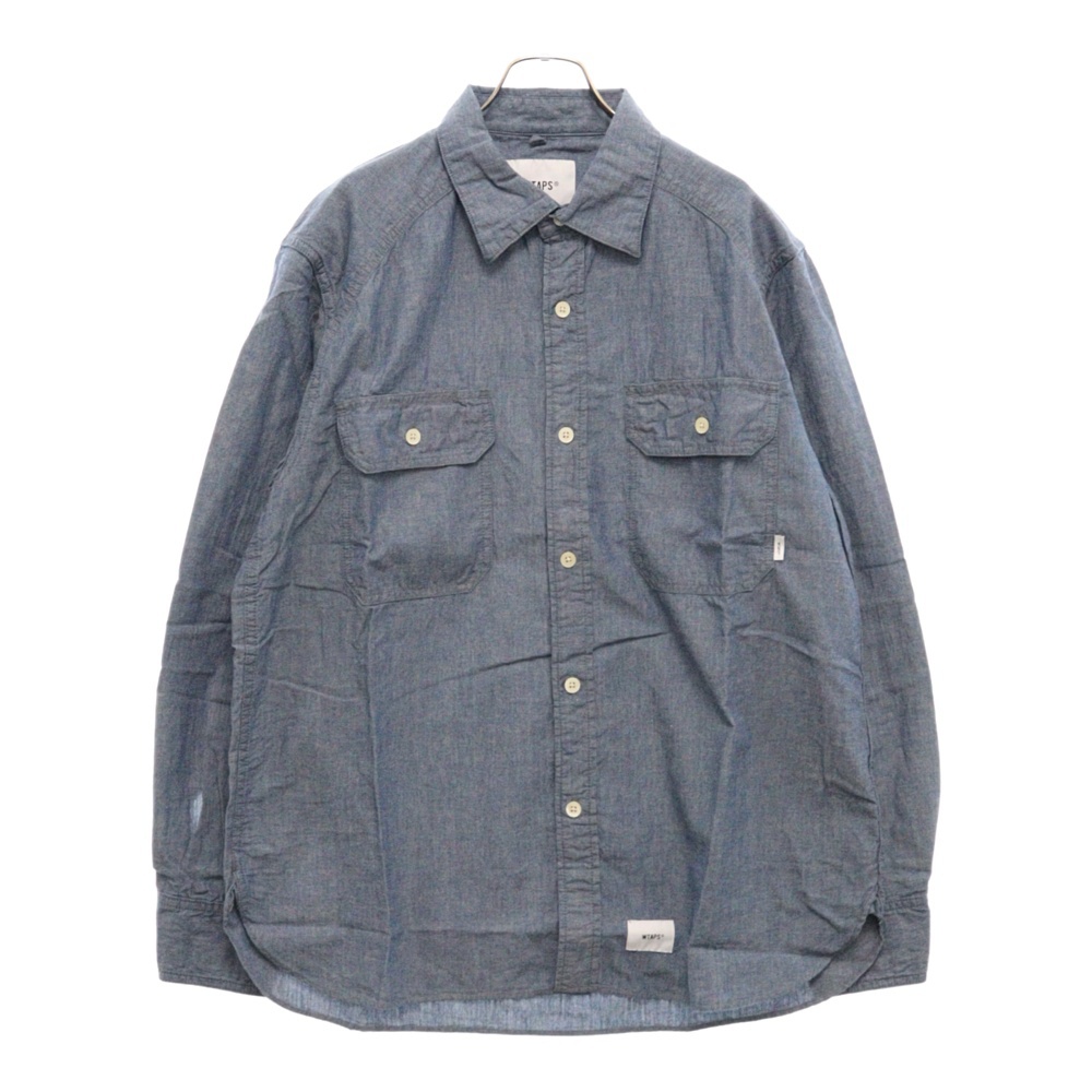 ダブルタップス 20SS CELL LS SHIRT INDIGO リネン混 2ポケット