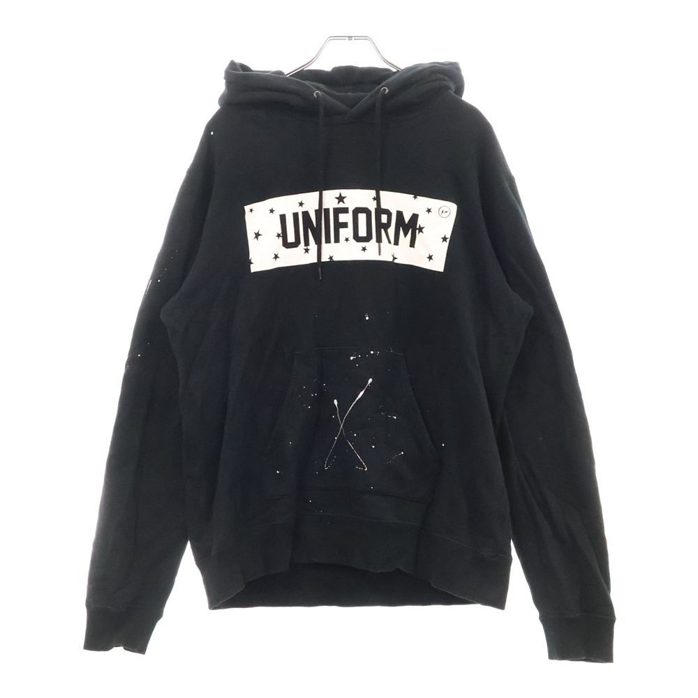18AW DRIP STAR BOX LOGO PULL OVER HOODY ドリップ スター ボックス ロゴ スウェット プルオーバーパーカー ブラック UE-189034 Bランク