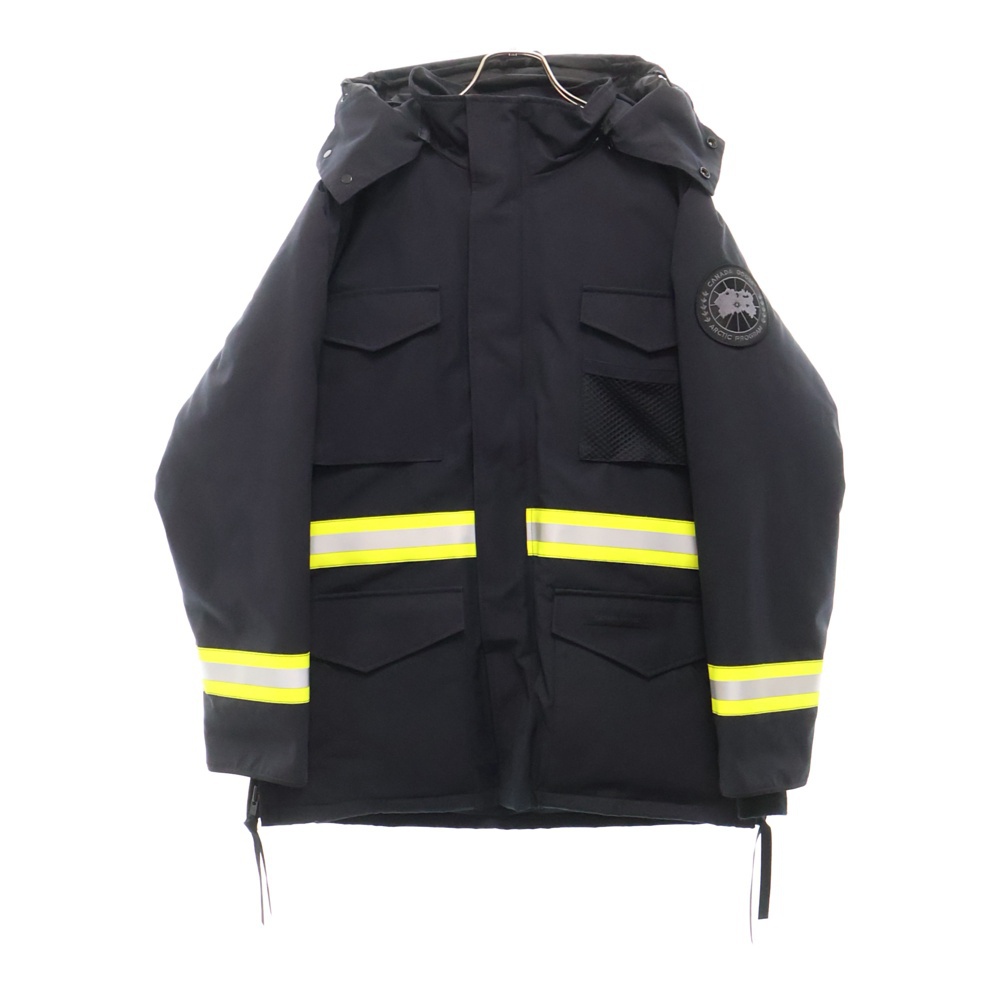 18AW ×JUNYA WATANABE MAN COMME des GARCONS リフレクター付 ジップアップフーデッドダウンジャケット ネイビー 4071MJW/WB-J403 Aランク