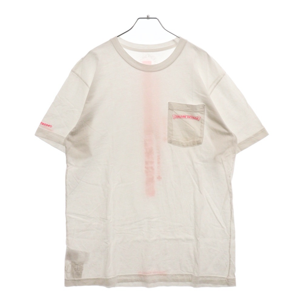 Neon Pink Stripe Logo Tee ネオンピンク ストライプロゴプリント 半袖Tシャツ カットソー ホワイト/ピンク Bランク