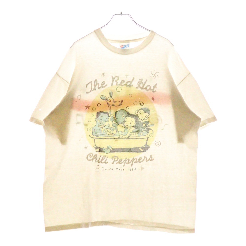 90s VINTAGE RED HOT CHILI PEPPERS WORLD TOUR 1996 ONE HOT MINUTE レッドホットチリペッパーズ ツアープリント半袖Tシャツ カットソー ホワイト Cランク